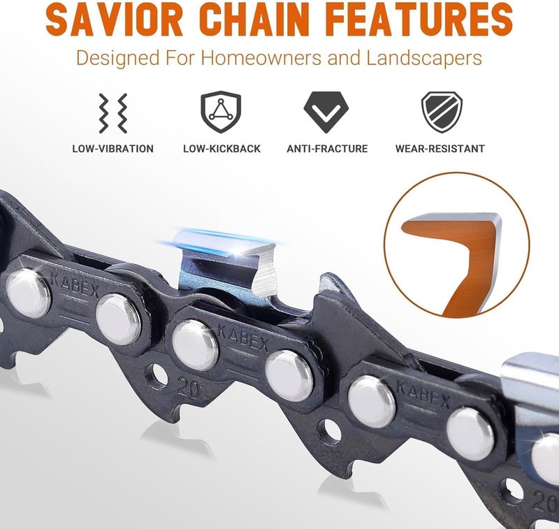 Savior 20 Inch Chainsaw Chain 3/8" Pitch .050" Gauge 72 Drive Links for Husqvarna 455 55 555 Rancher Chain Replace Stihl MS391 MS311 33RS-72 33RS3-72 3624 005 0072 20" Chainsaw Chain- E72 (3 Chains) - Image 3